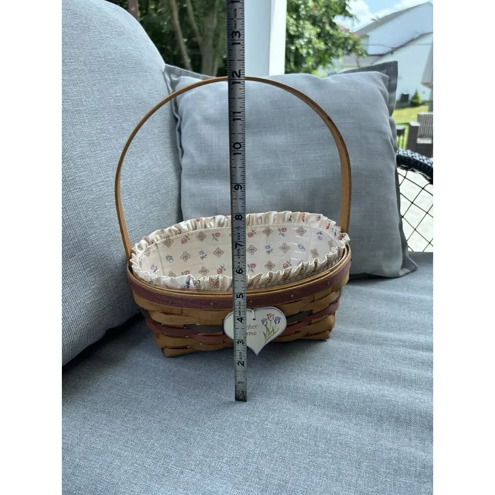 Longaberger Easter Basket 1992 Liner & Protector & Charm